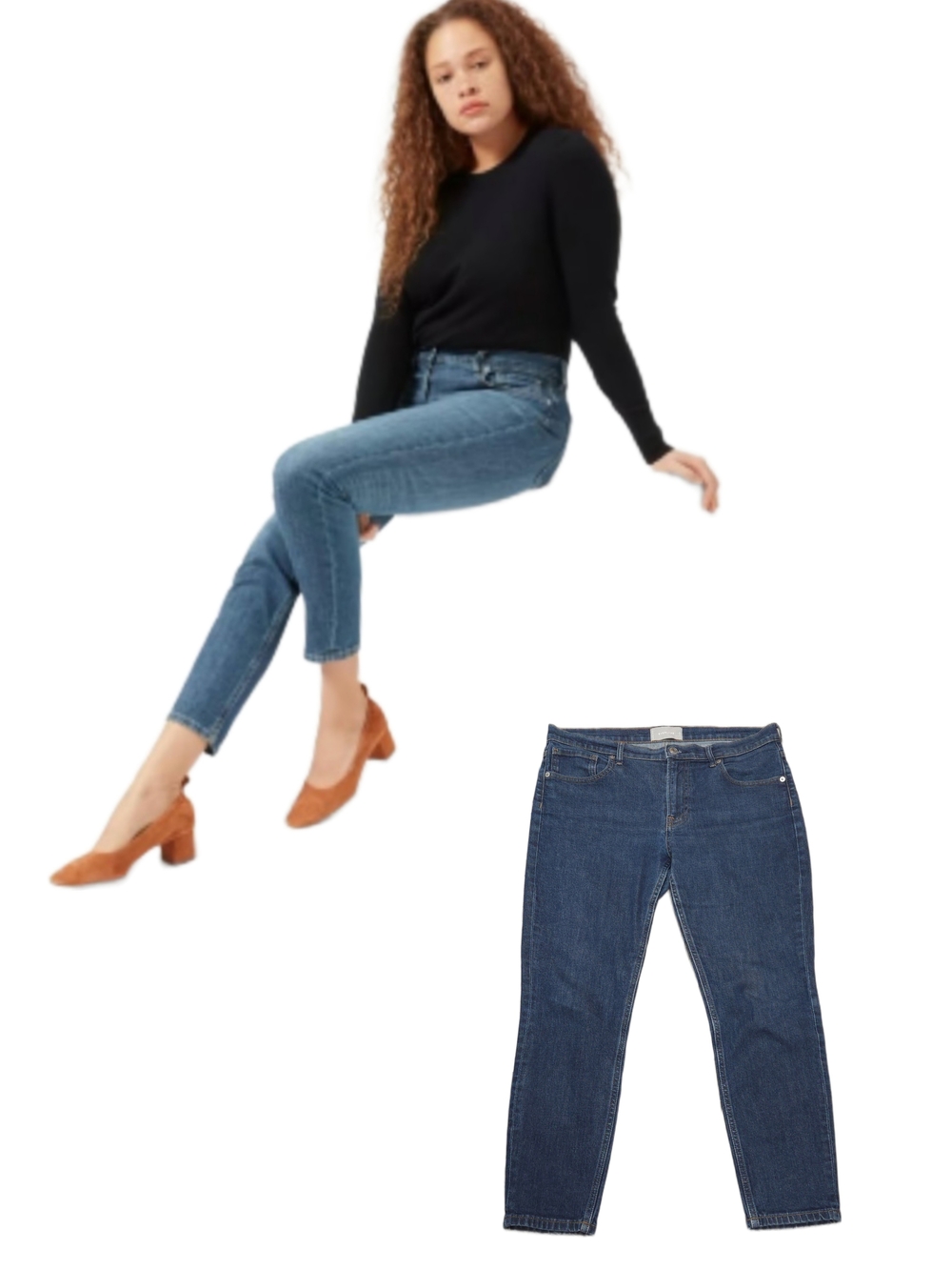 EVERLANE Mid-to-High Rise Ankle Length Classic Dark Wash Denim Jeans